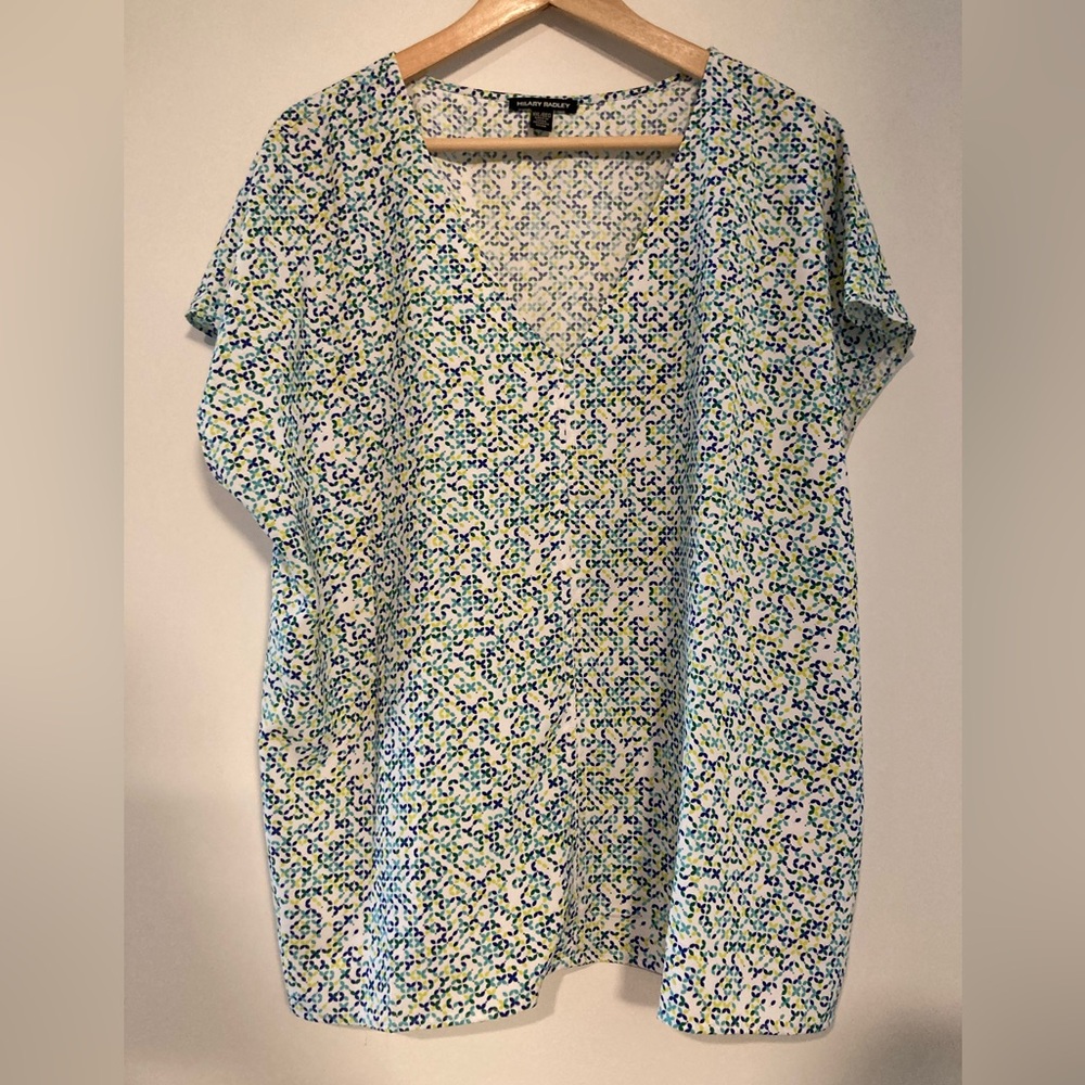 Hilary Radley White Printed Dolman Sleeve Blouse